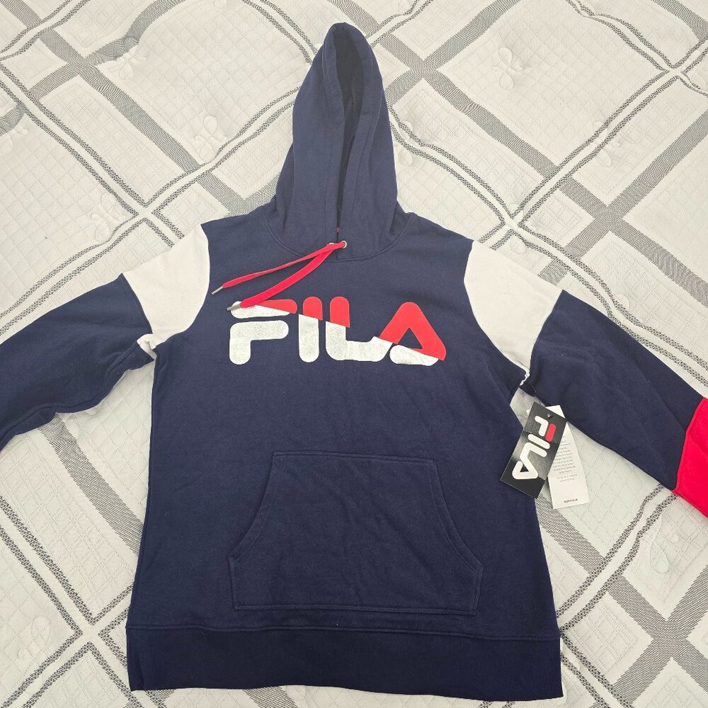 Fila Heritage Women's Blue, Red, & White Pullover Hoodie Size Large